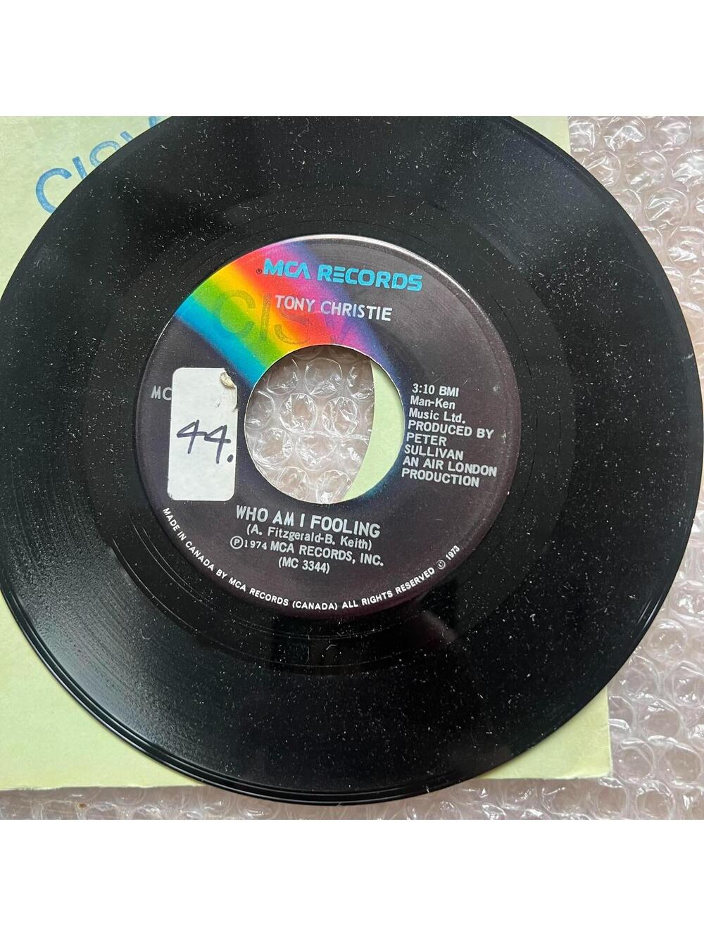 Tony Christie – Happy Birthday Baby/Who Am I Fooling 45rpm 7' Vinyl Record R86